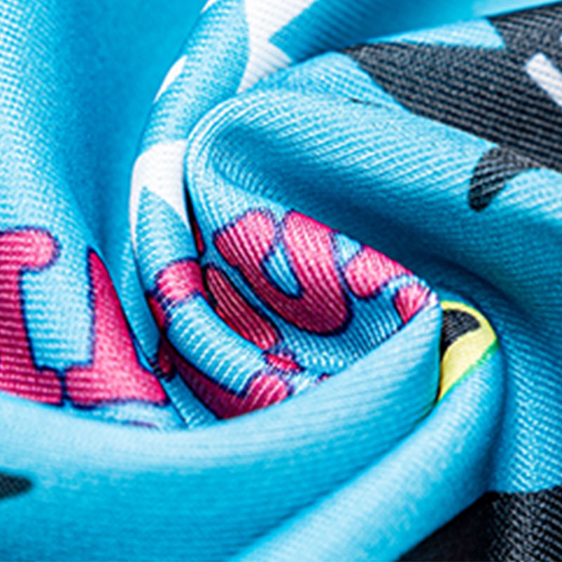 92% poliéster 8% spandex Single Jersey AOP con colores intensos